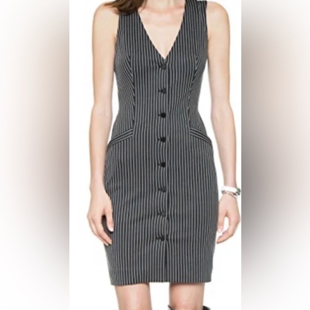 Diane von Furstenberg Pinstriped Black Dress